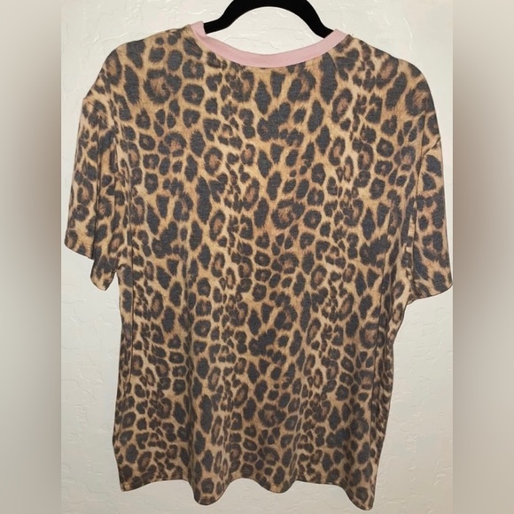 New! Found Denim Vintage Leopard/Pink Ringer T Shirt Size Large 🐆 - Picture 8 of 13